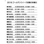 2019ゴールデンウイーク店舗休みのサムネイル